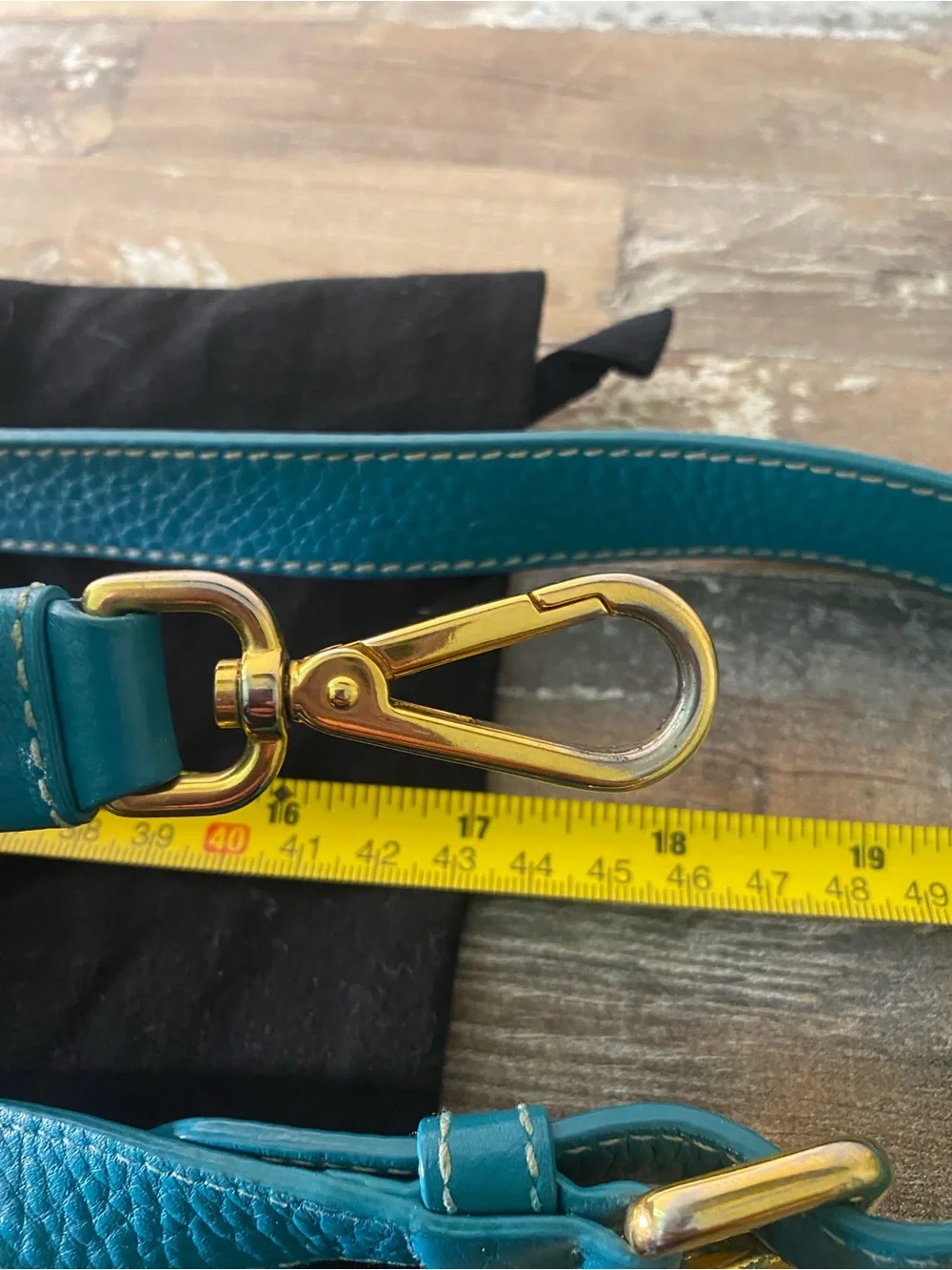 Prada Teal Green Leather Shoulder Strap with Gold Hardware